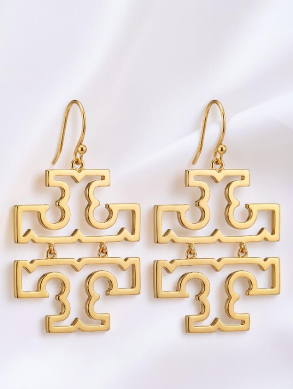 Tory Burch Britten Gold Logo Drop Earrings